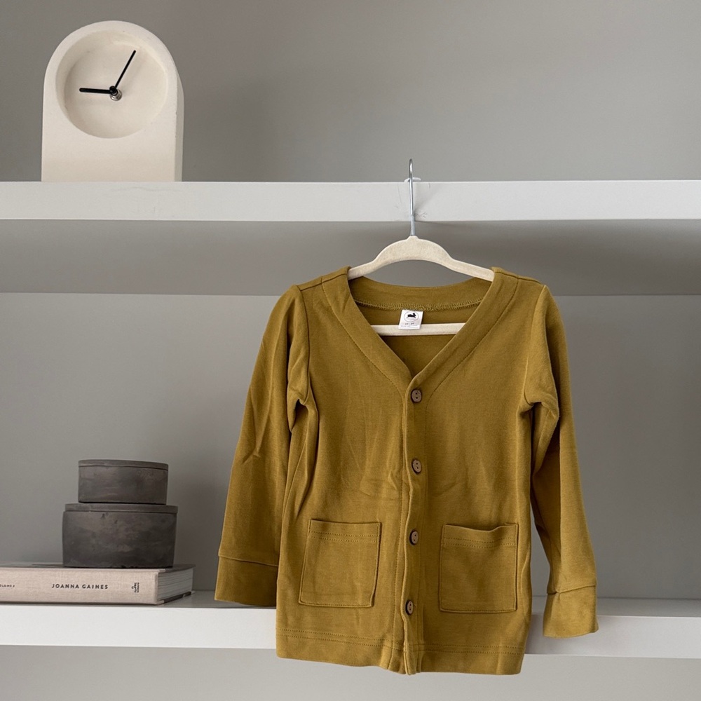 Kids Olive Green Bamboo Button Cardigan